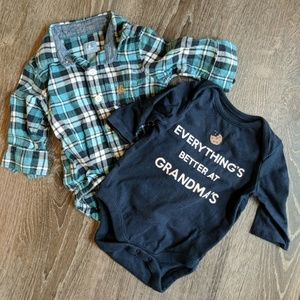 Baby Gap Flannel Bodysuit and Cotton Bodysuit